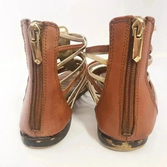 Sam Edelman Kamille Gladiator Strappy Sandals Brown and Gold Women's Size 6.5 - Picture 4 of 14